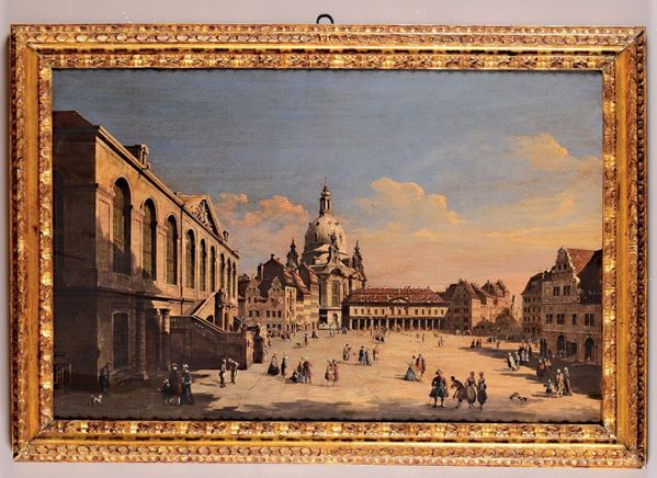 Bernardo Bellotto (1721 –  1780), ambito di Veduta di Dresda