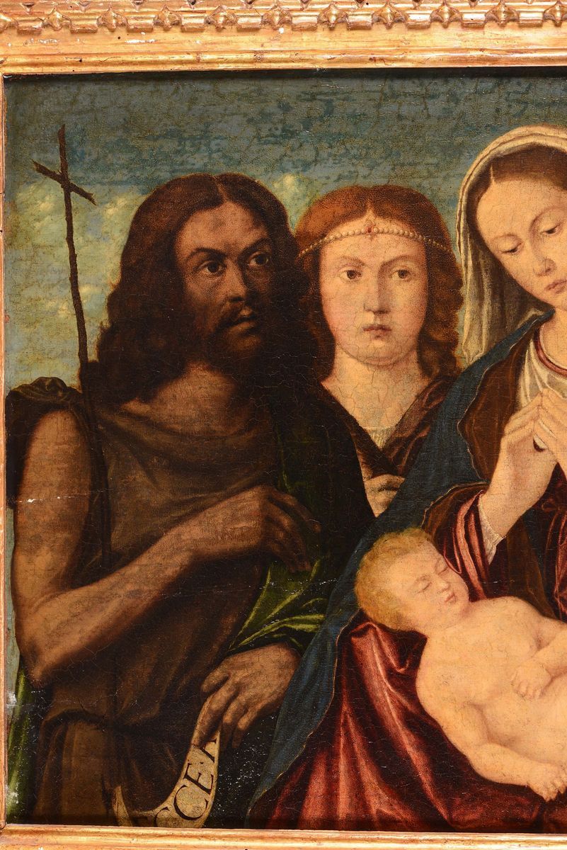 Francesco Rizzo da Santacroce (bergamo XVI Secolo ), Attribuito Amadonna Col Bambino e Santi