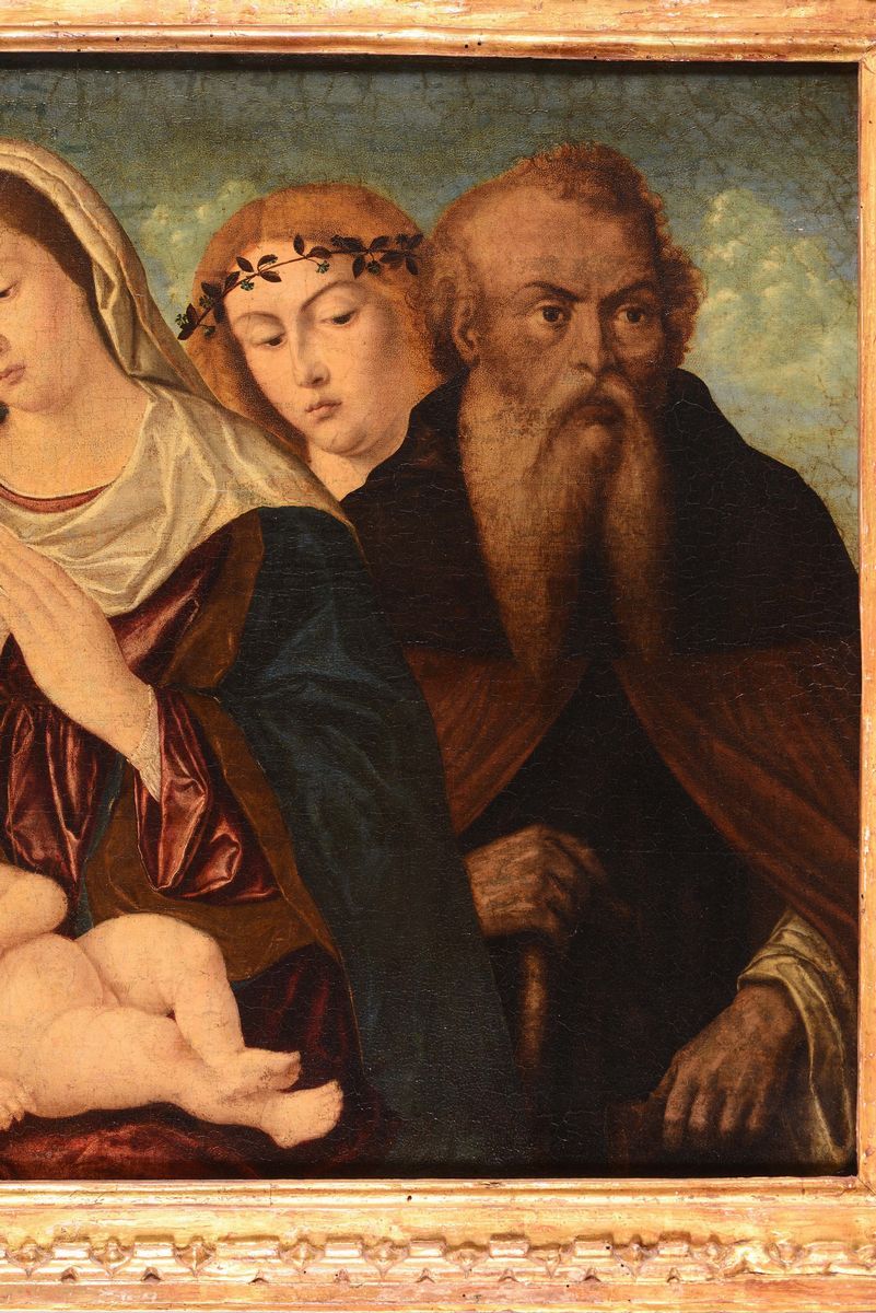 Francesco Rizzo da Santacroce (bergamo XVI Secolo ), Attribuito Amadonna Col Bambino e Santi