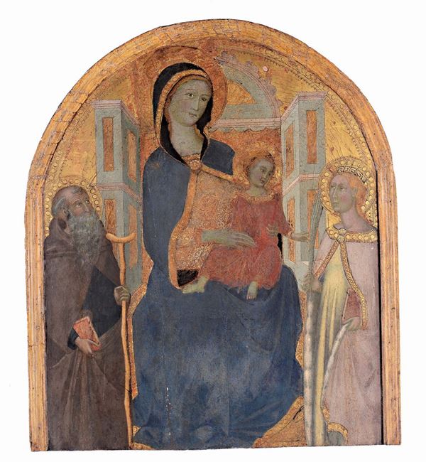 Niccolò di Buonaccorso (Siena c.1348-c.1388) Madonna in trono col Bambino tra i SS.Antonio abate e Caterina