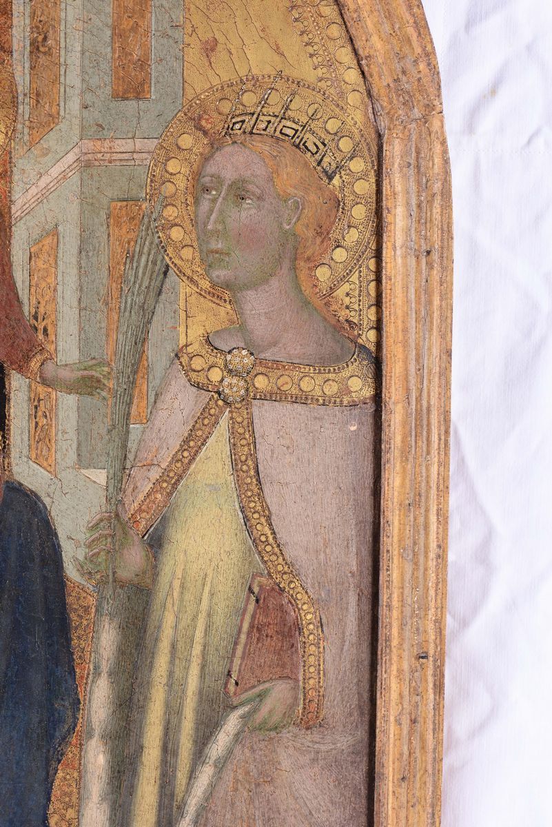 Niccolò di Buonaccorso (siena C.1348-C.1388)madonna in Trono Col Bambino tra i Ss.antonio Abate e...
