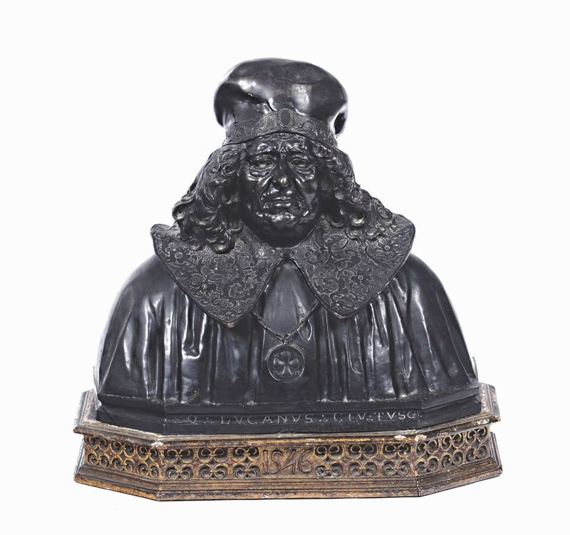 A bronze bust of a doge, 20th century  - Auction Furnishings from Palazzo Corner Spinelli in Venice - Cambi Casa d'Aste