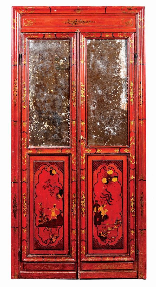 A red laquered door, Veneto, 18th century