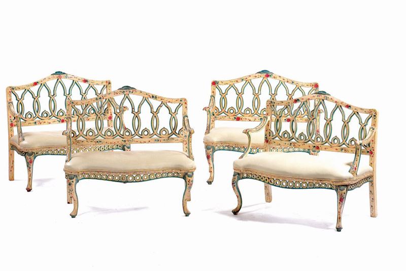 Four Louis XV style sofas, Veneto, 18th century  - Auction Furnishings from Palazzo Corner Spinelli in Venice - Cambi Casa d'Aste