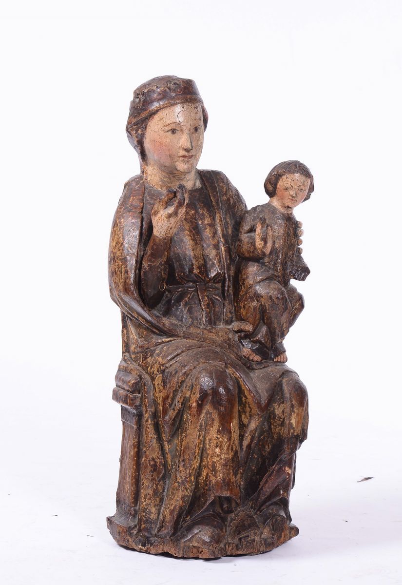 Scultore del XVI Secolomadonna in Legno con Bambino