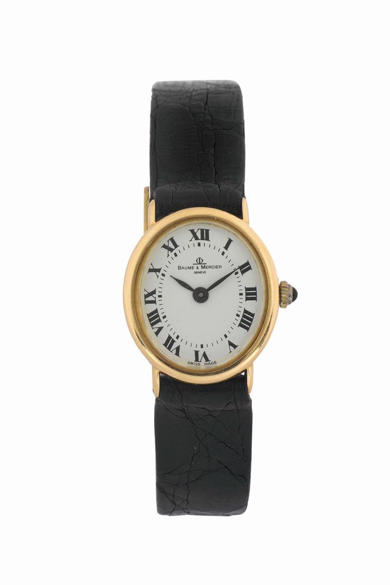 Baume & Mercier, cassa No. 657508, orologio da polso, da donna, in oro giallo 18K con fibbia originale placcata oro. Realizzato nel 1980 circa. Accompagnato dalla scatola originale  - Asta Orologi da Polso e da Tasca - Cambi Casa d'Aste