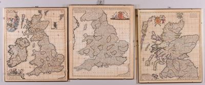 Lotto di Tre Carte Geografiche della Scozie e del Regno Unito, F. De Witt XVIII Secolo