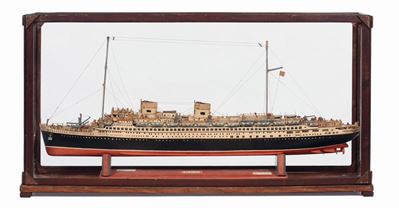 Modello in Legno del Piroscafo Rex, Italia Anni '30