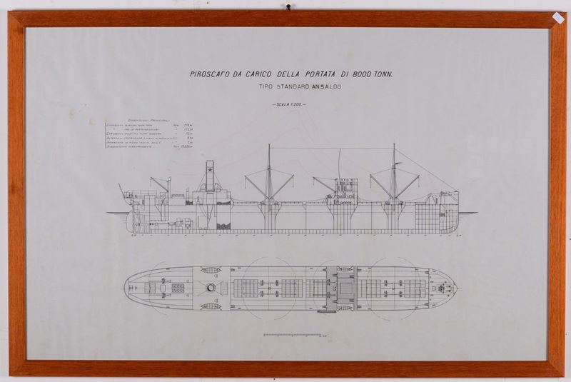 Ansaldo S.A cantieri navali Progetto Piroscafo da carico da 8000 tonnellate  - Auction Maritime Art and Scientific Instruments - Cambi Casa d'Aste