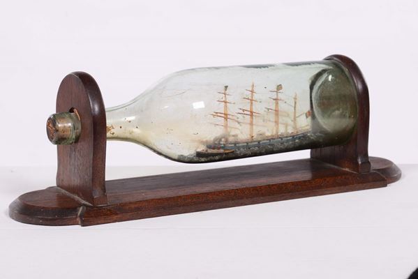 Modello di nave a palo in bottiglia, seconda metà XIX secolo