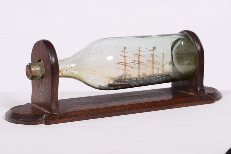Modello di nave a palo in bottiglia, seconda metà XIX secolo  - Asta Arte Marinara e Strumenti Scientifici - Cambi Casa d'Aste