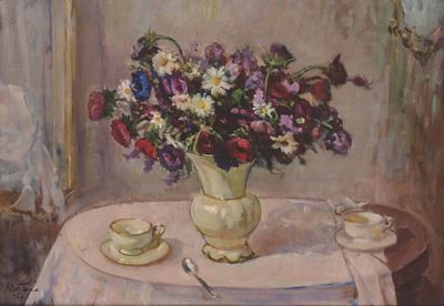 Aurelio Cartone (1910-1969)natura Morta con Vaso di Fiori, 1957