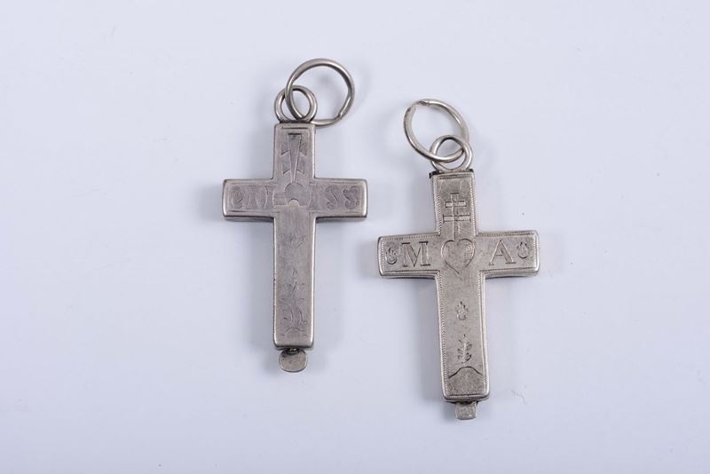 Lotto di due croci in argento, XVIII secolo  - Auction Fine Art - Cambi Casa d'Aste