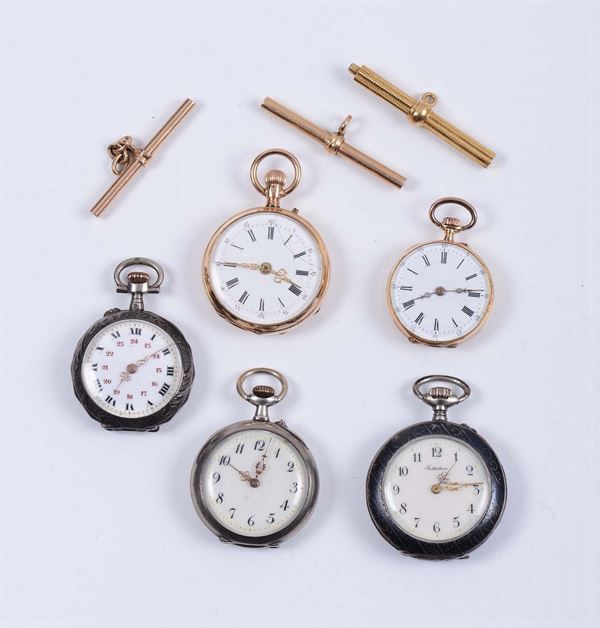 Five gold and silver pocket watches