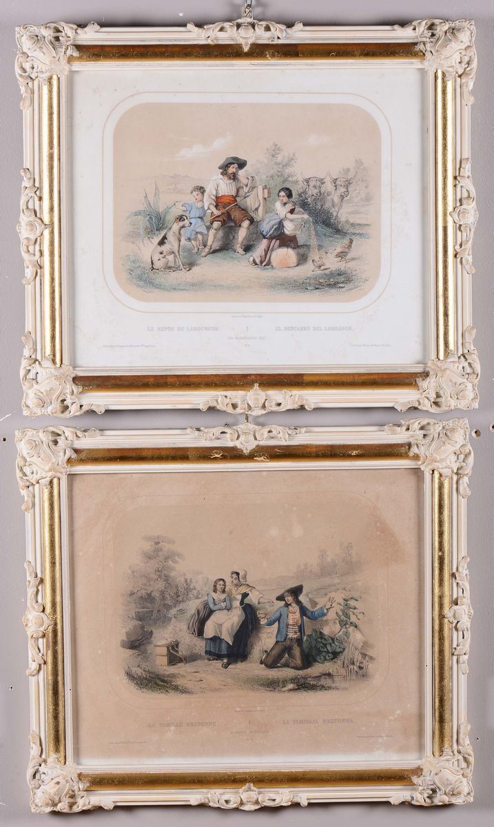 Coppia di stampe con scene contadine, Francia  - Auction Asta a Tempo Antiquariato - II - Cambi Casa d'Aste