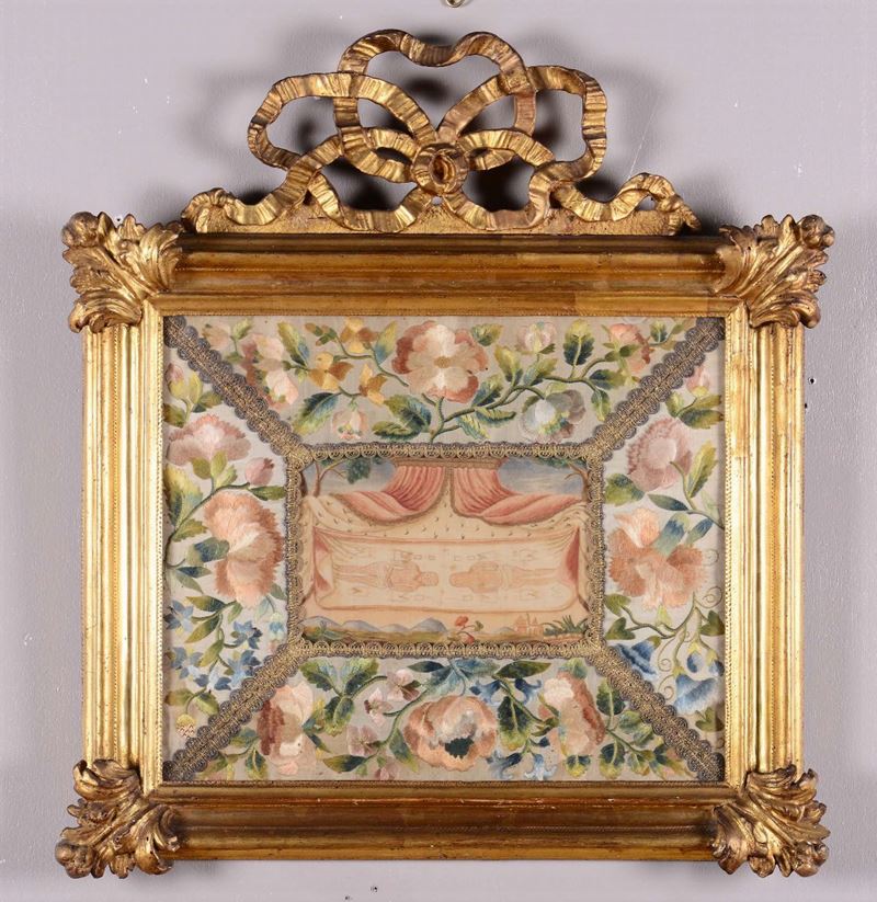 Antico tessuto ricamato, XVIII secolo  - Asta Antiquariato - Cambi Casa d'Aste
