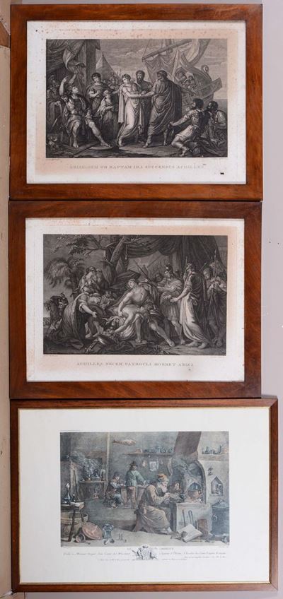 Lotto di Quattro Stampe Raffiguranti Scene Mitologiche e Due Diverse