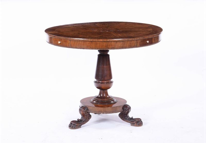 Tavolo circolare lastronato, inizio XIX secolo  - Auction Fine Art - Cambi Casa d'Aste