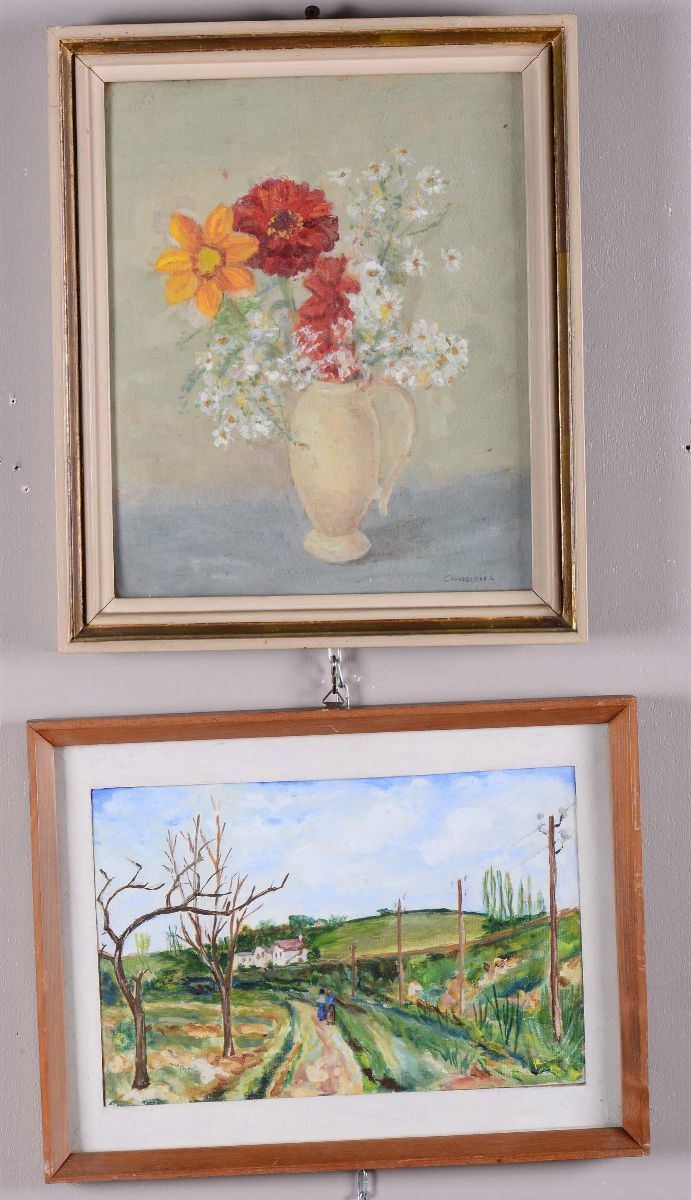 Lotto di due dipinti diversi, uno a firma Campodonico  - Asta Antiquariato - Cambi Casa d'Aste