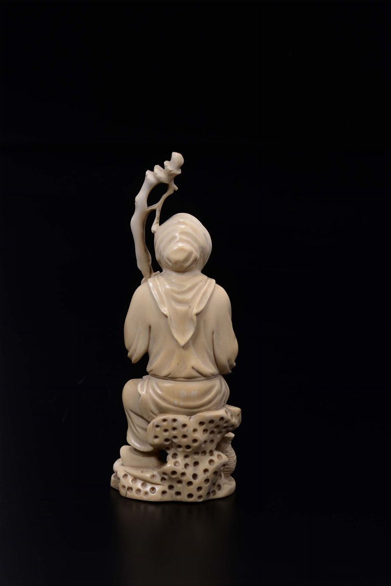 Figura di Saggio Scolpita in Avorio, Cina, Inizio XX Secolo