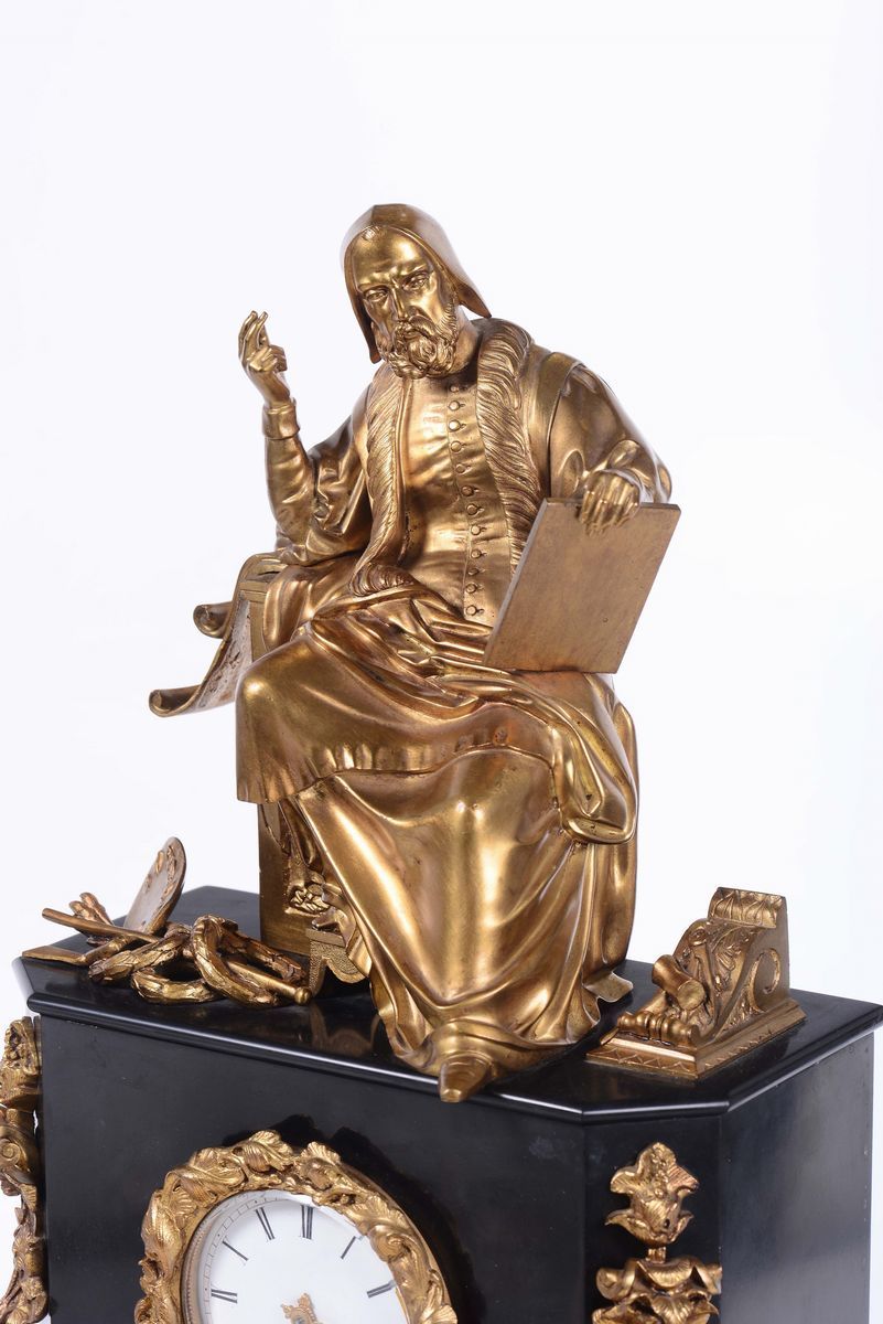 Grande Pendola da Tavolo in Bronzo Dorato, Francia XIX Secolo