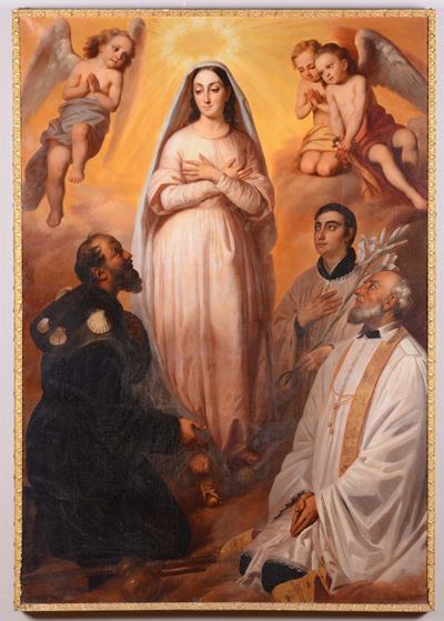 Pietro Vivaldi (XIX Secolo)vergine Immacolata tra i Santi Francesco Saverio, Luigi Gonzaga e Vinc...