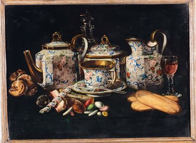 Christian Marie Colin De la Biochaye (béré 1750 - Rennes 1813)natura Morta con Servizio da The in...