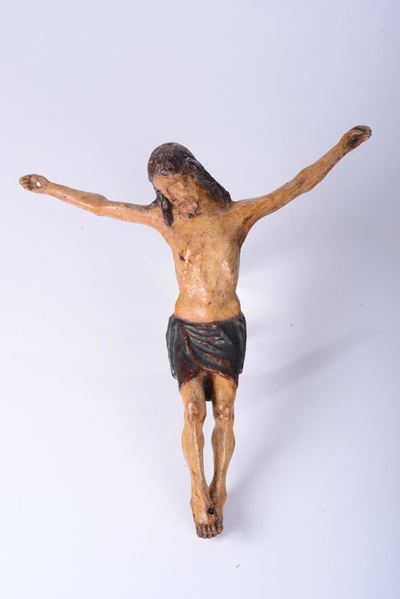Cristo Morto in Legno Intagliato e Dipinto, Scultore del XVIII Secolo