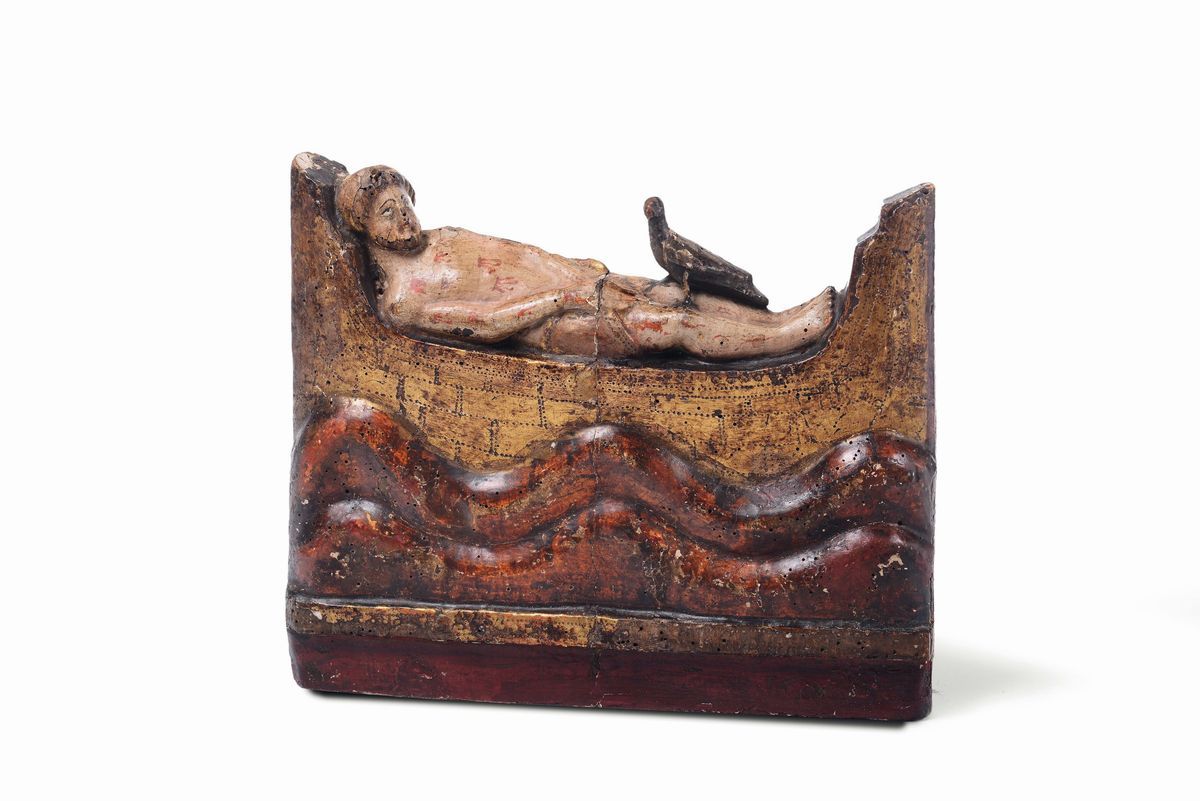 Rilievo in Legno Policromo e Dorato Raffigurante la Transazione di S. Giacomo Maggiore. Scultore ...