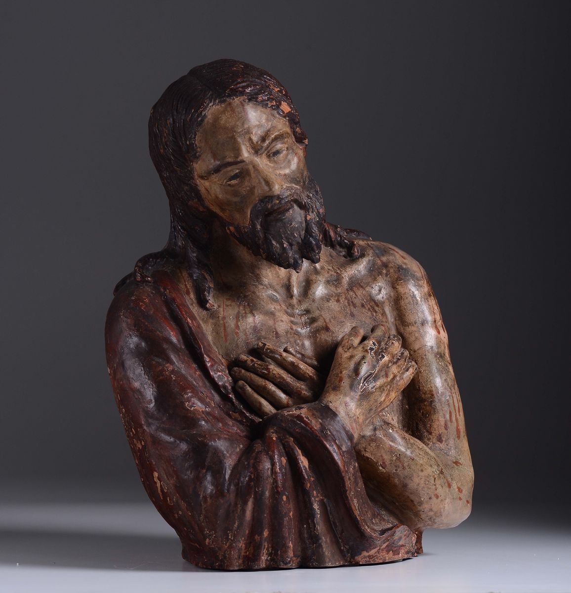 Hecce Homo, Busto in Terracotta Policroma, Scultore Rinascimentale Attivo in Lombardia alla Fine ...