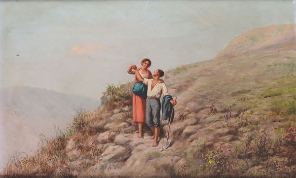 Raffaello Celommi (1881-1957) Paesaggio con contadini