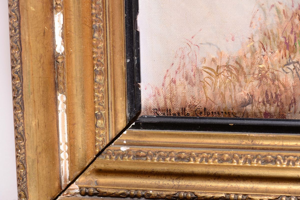 Raffaello Celommi (1881-1957)paesaggio con Contadini