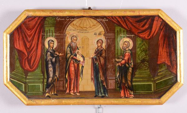 Icona raffigurante la Presentazione di Cristo al Tempio, Russia XVIII secolo