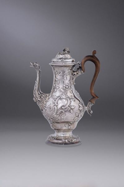 Caffettiera in Argento Sbalzato, Argentiere W.g., Londra 1862