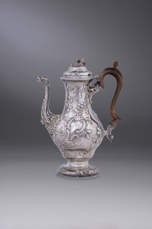 A silver coffee pot, maker WG, London 1862