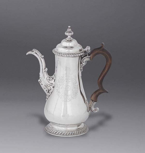 A lot of 2 silver coffee pots, London, ealry 19th century
