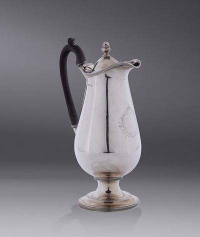 Caffettiera in Argento Sterling, Manici in Legno, Londra 1795