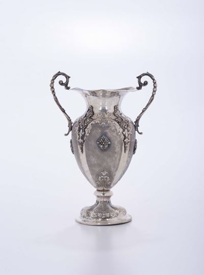 Coppa Biansata in Argento, Roma, Bolli della Manifattura Fornari, Italia Terzo Quarto del XX Seco...