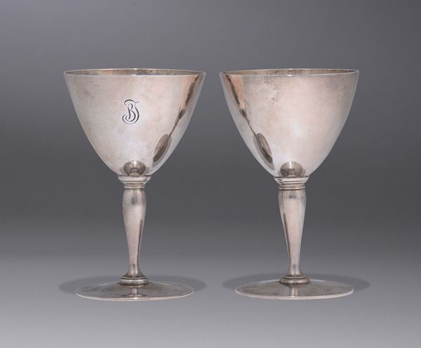 A pair of sterling silver goblets, Tiffany, USA, 20th century