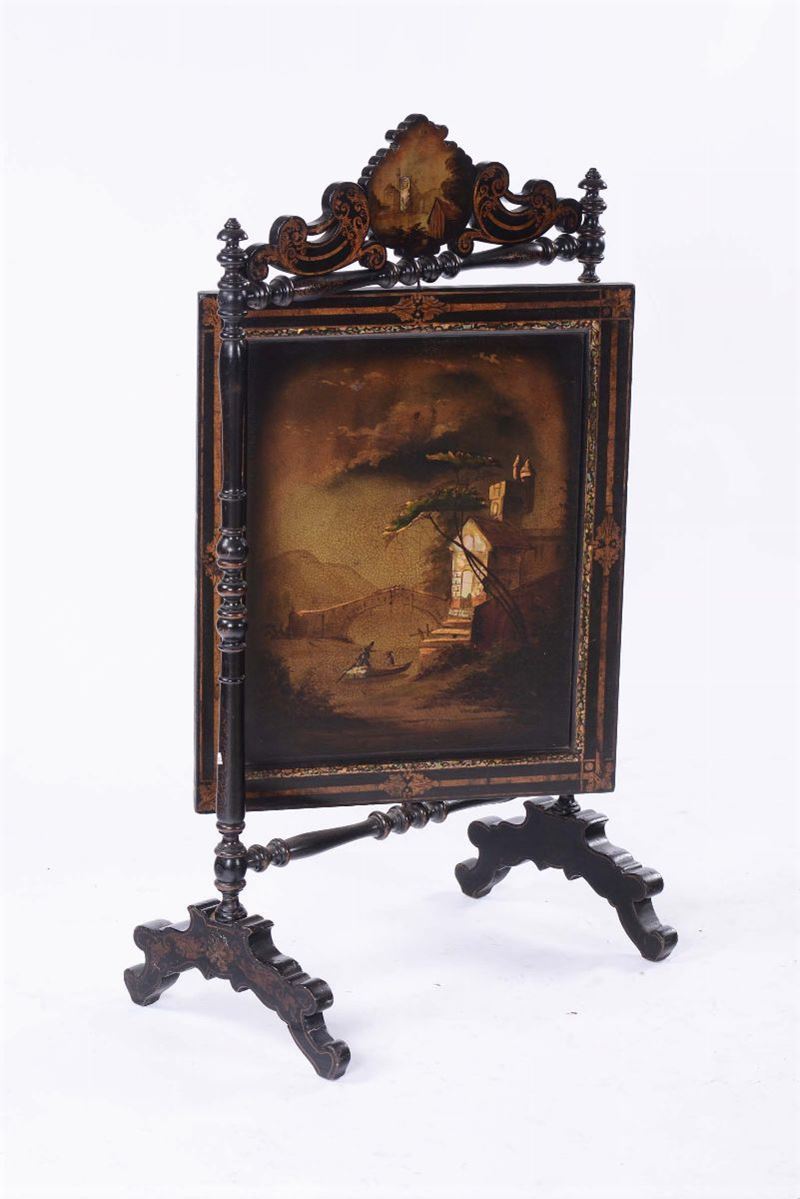 Copri camino in legno tornito ed ebanizzato, XIX scolo  - Auction Fine Art - Cambi Casa d'Aste