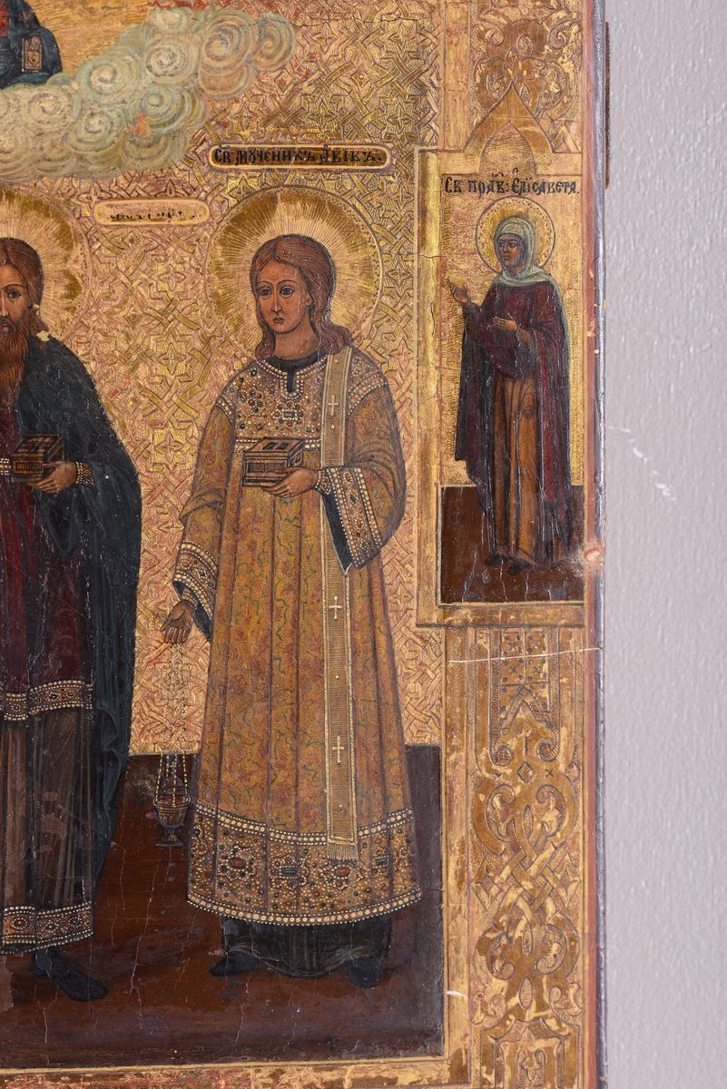 Lotto di Due Icone in Legno, Russia XIX-XX Secolo