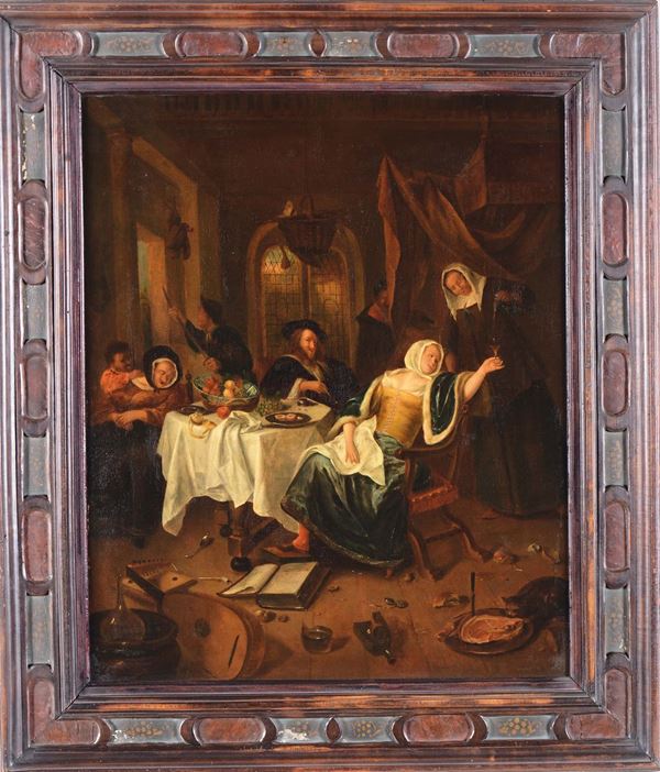 Scuola fiamminga del XVIII secolo Scena di interno