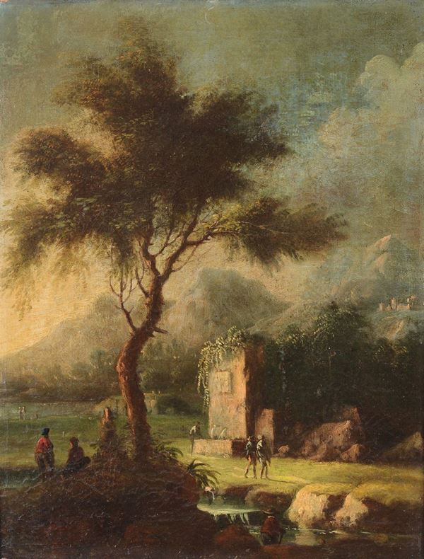 Scuola del XVIII secolo Paesaggio con albero