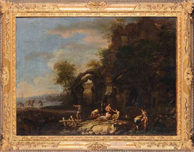 Scuola del XVIII Secolopaesaggio con Figure