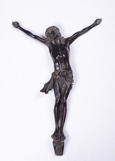 Scultura in Bronzo Brunito Raffigurante Cristo, XIX Secolo