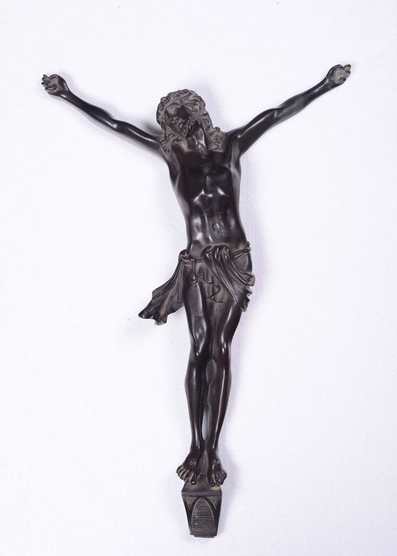 Scultura in bronzo brunito raffigurante Cristo, XIX secolo  - Auction Fine Art - Cambi Casa d'Aste