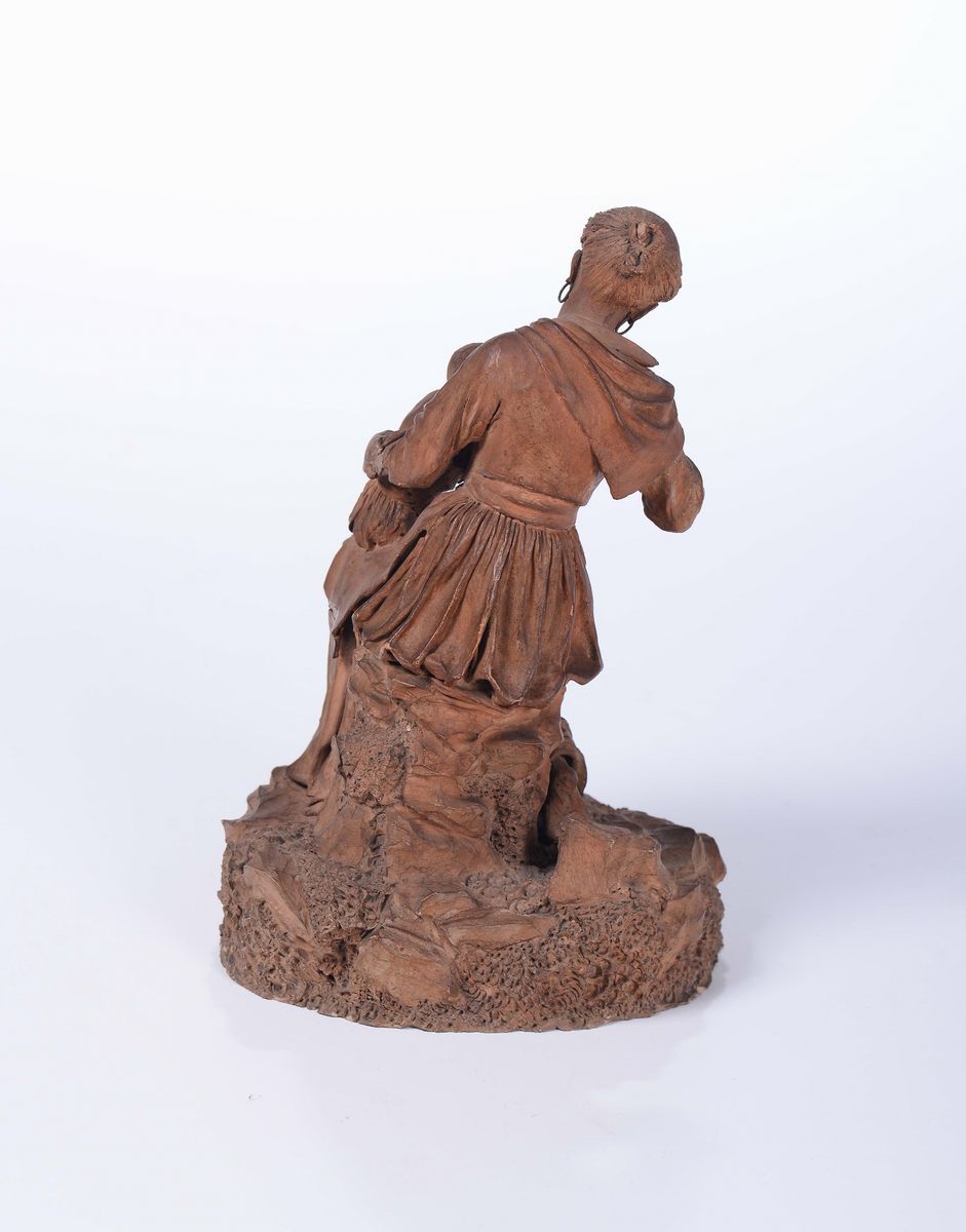 Statua Terracotta Raffigurante Donna con Bambino, Sicilia Inizio XX Secolo