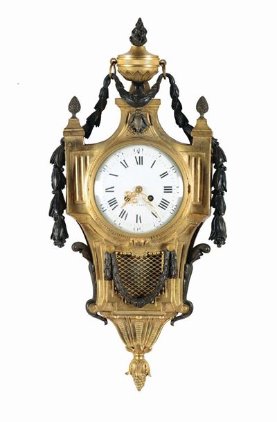 Orologio Cartel Luigi XVI in Bronzo e Bronzo Dorato, Francia XIX Secolo