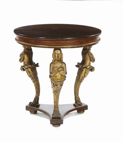 Tavolino con Piano Circolare Lastronato, XIX Secolo