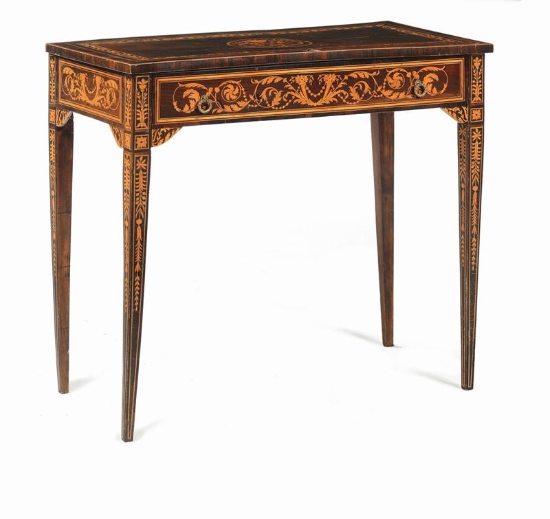 Tavolino Luigi XVI lastronato ed intarsiato, Lombardia fine XVIII secolo  - Auction Important Furniture and Works of Art - Cambi Casa d'Aste